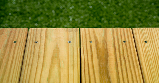 torx drive screws holding down treated pine decking