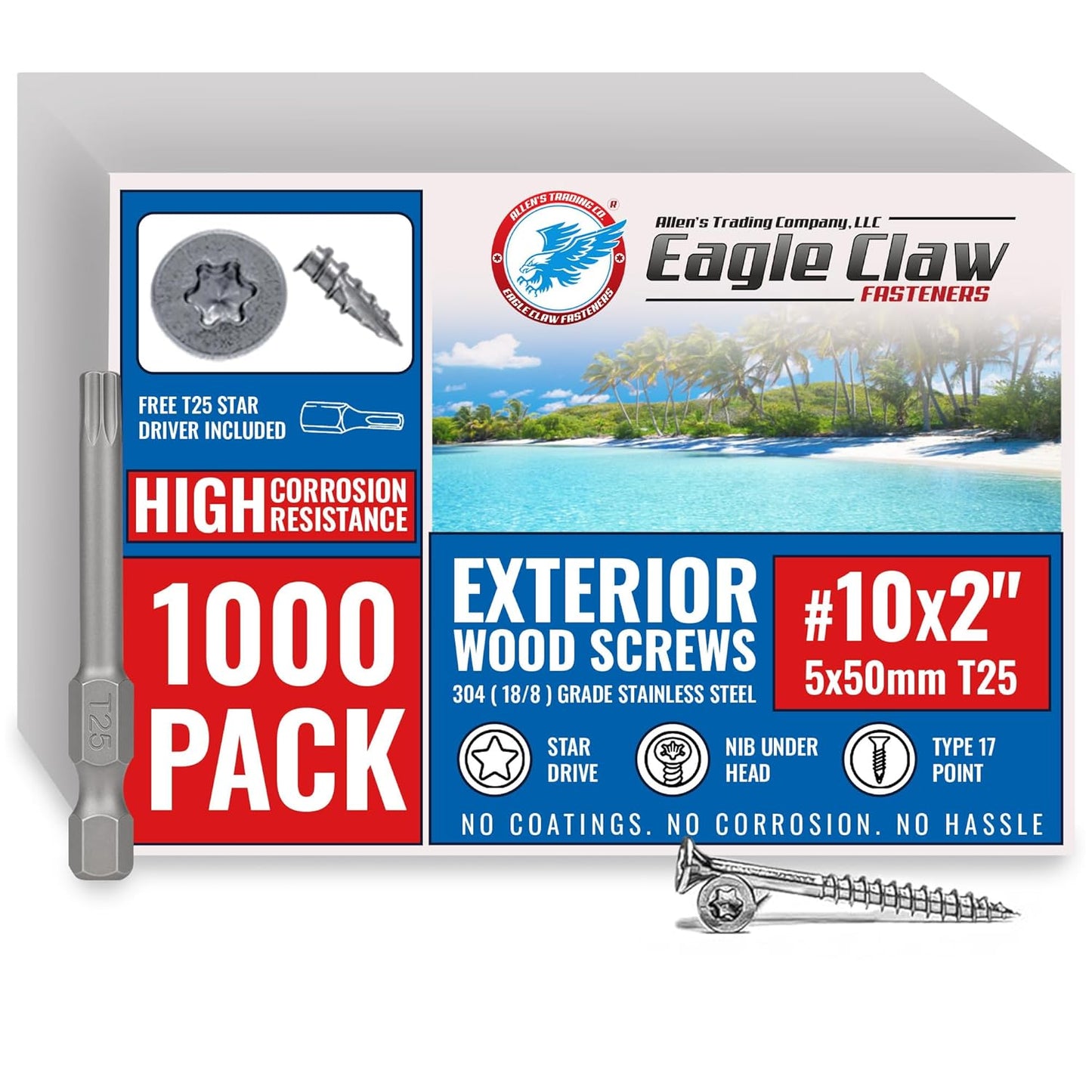 #10 x 2" 304 Grade Stainless Steel Wood Screws