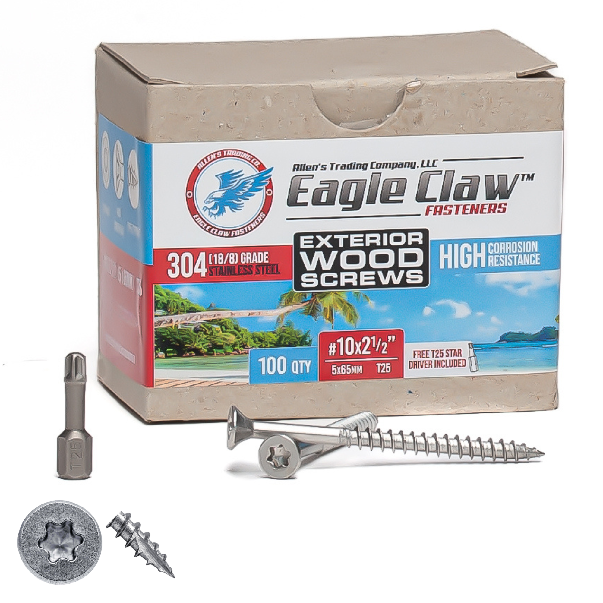 Eagle Claw - #10 X 2.5 ( 5 X 65MM) TORX FLAT HEAD STAINLESS STEEL