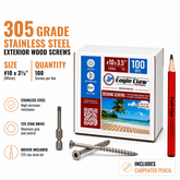 #10 x 3-1/2" 305 Grade Stainless Steel Wood Screws