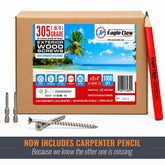 eagle claw stainless steel wood screws 305 grade #12 x 4 1000 pack for fence posts and rails and dense timber