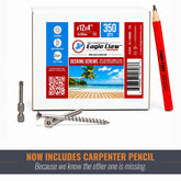 eagle claw stainless steel wood screws 305 grade #12 x 4 350 pack for fence posts and rails and heavy timber