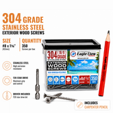 #8 x 1-5/8" 304 Grade Stainless Steel Wood Screws