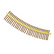 Row of tan screws with a yellow handle on a white background