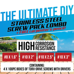 Load image into Gallery viewer, Stainless Steel Wood Screws Assortment Kit DIY Value Pack 400 Pieces Various Sizes
