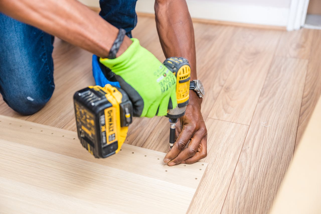 Man assembling furniture