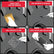 Step-by-step guide on repairing a tire with illustrations and text instructions.