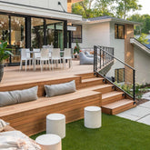 Hardwood deck with outdoor furniture
