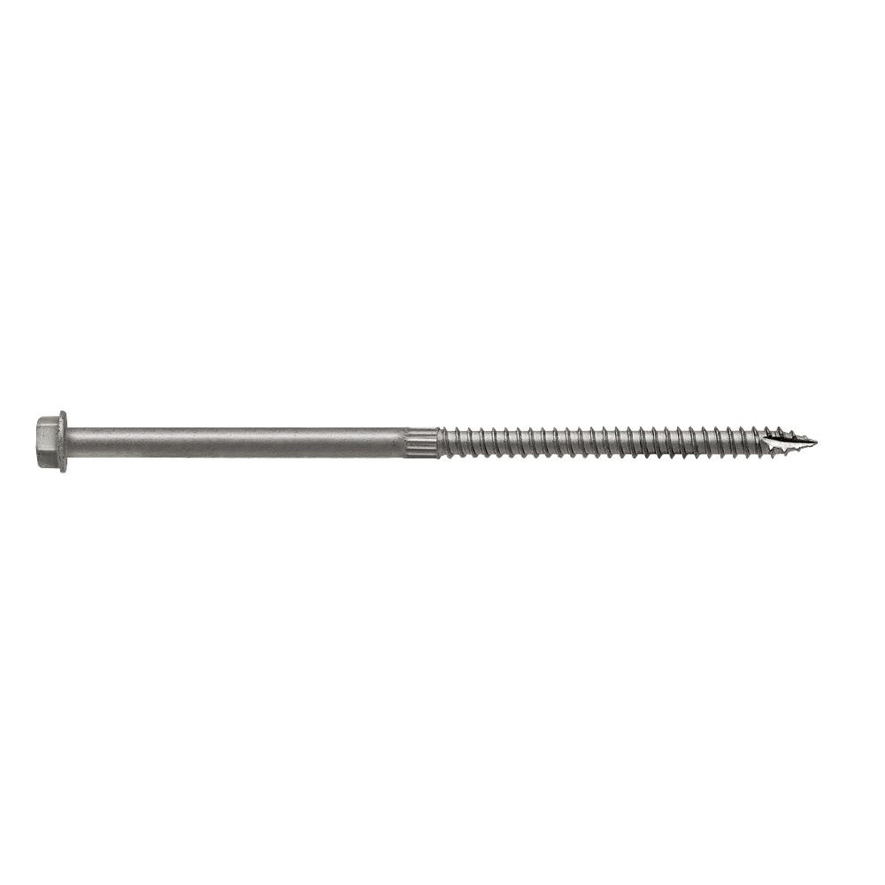 Long strong drive hex screw on a white background