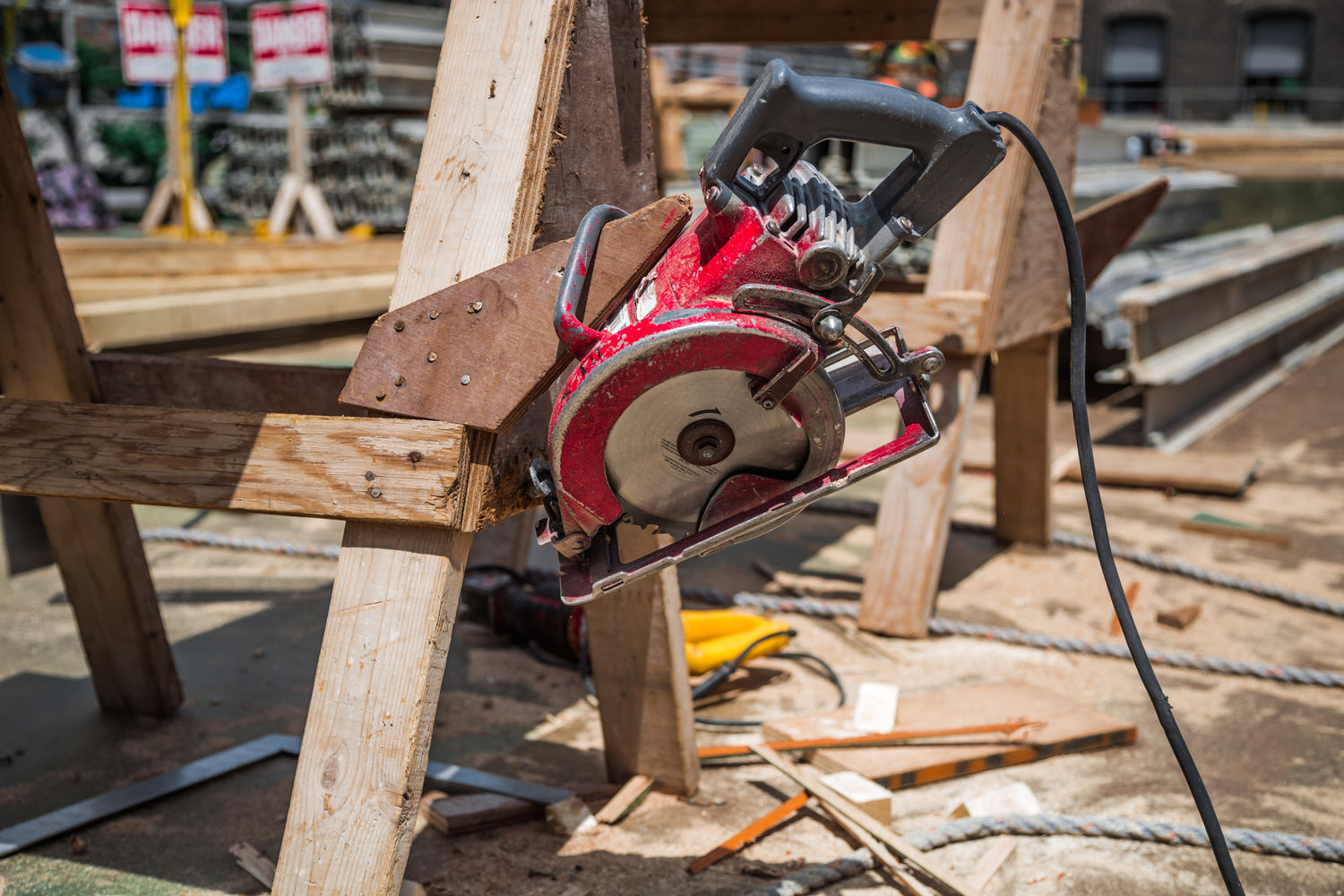 circular saw on the construction site