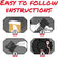 Step-by-step instructions with icons and text on a white background