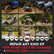 Collage of off-road vehicles in various terrains with repair services advertisement.